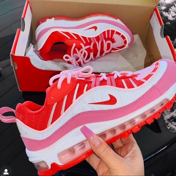 red and pink air max 98